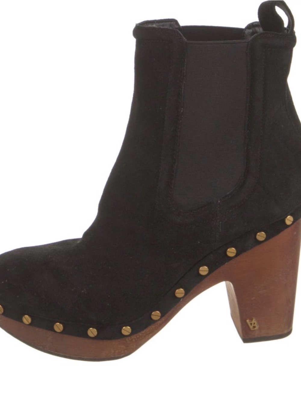 Veronica Beard Black Suede Studded Platform Chelsea Boot